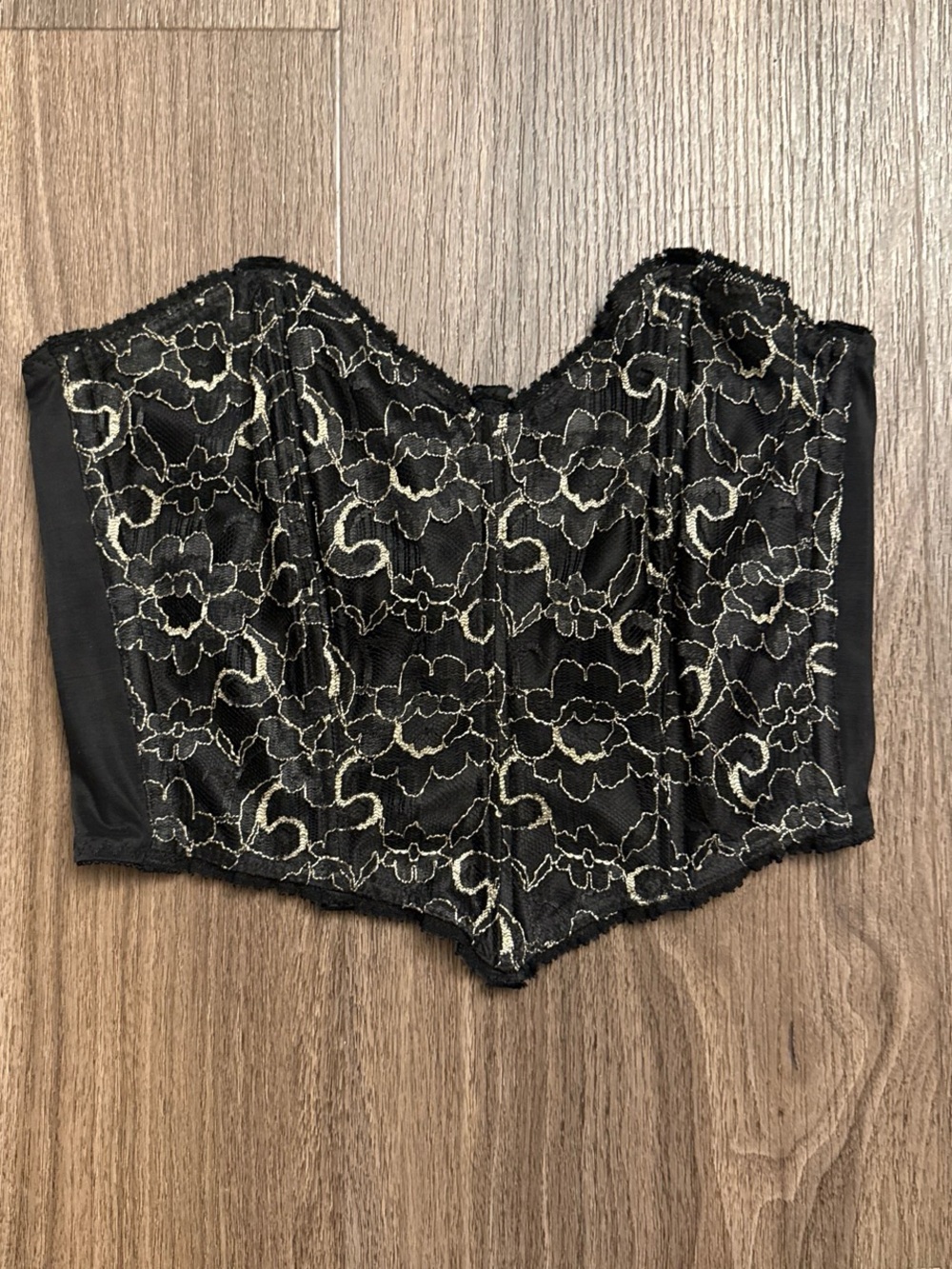 Vintage size 34 Lily of France Black lace corset bra top